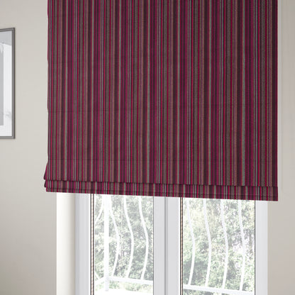 Luther Striped Pattern Purple Coloured Durable Chenille Material Upholstery Fabric - Roman Blinds