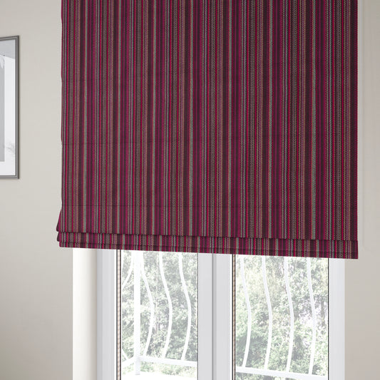 Luther Striped Pattern Purple Coloured Durable Chenille Material Upholstery Fabric - Roman Blinds