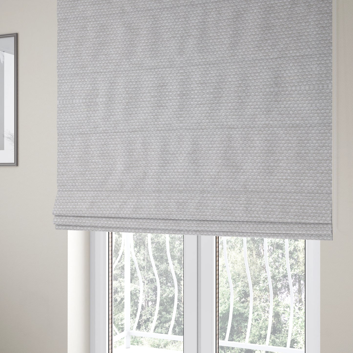 Lyon Soft Like Cotton Woven Hopsack Type Chenille Upholstery Fabric Silver Grey Colour - Roman Blinds