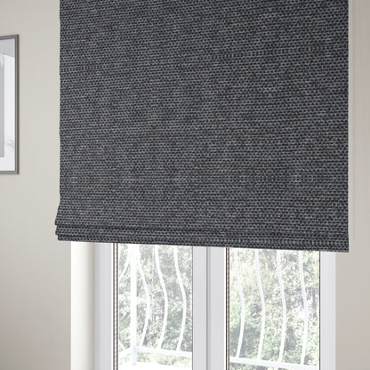 Lyon Soft Like Cotton Woven Hopsack Type Chenille Upholstery Fabric Black Colour - Roman Blinds