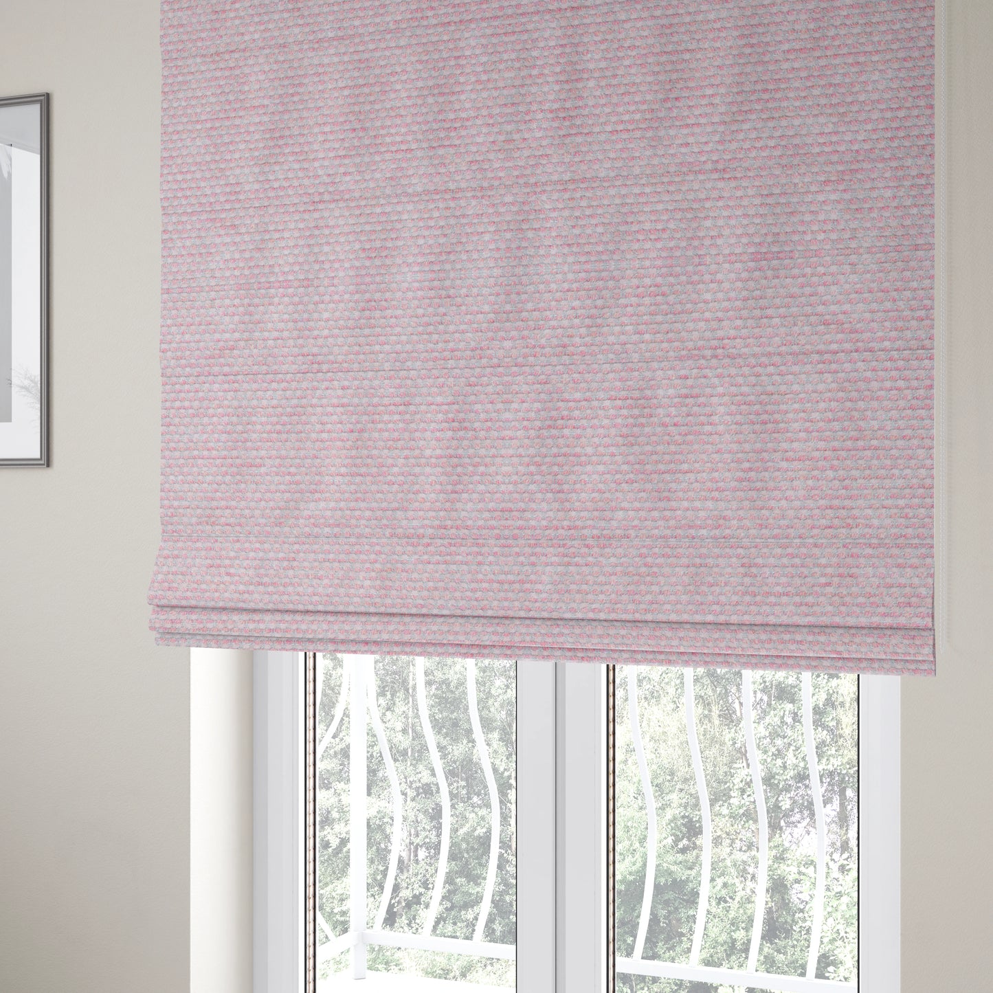 Lyon Soft Like Cotton Woven Hopsack Type Chenille Upholstery Fabric Pink Colour - Roman Blinds