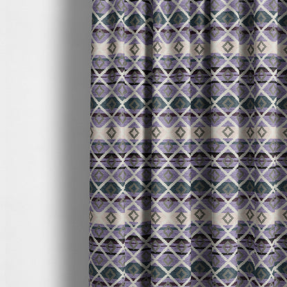 Tutti Frutti Aztec Pattern Chenille Upholstery Fabric In Purple Blue Colour MSS-28 - Made To Measure Curtains