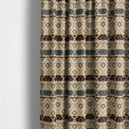 Tutti Frutti Aztec Pattern Chenille Upholstery Fabric In Brown Colour MSS-29 - Made To Measure Curtains