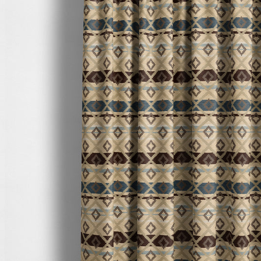 Tutti Frutti Aztec Pattern Chenille Upholstery Fabric In Brown Colour MSS-29 - Made To Measure Curtains