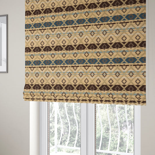 Tutti Frutti Aztec Pattern Chenille Upholstery Fabric In Brown Colour MSS-29 - Roman Blinds