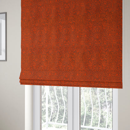 Momentum Damask Pattern Quality Soft Chenille Upholstery Fabric In Orange Colour MSS-38 - Roman Blinds