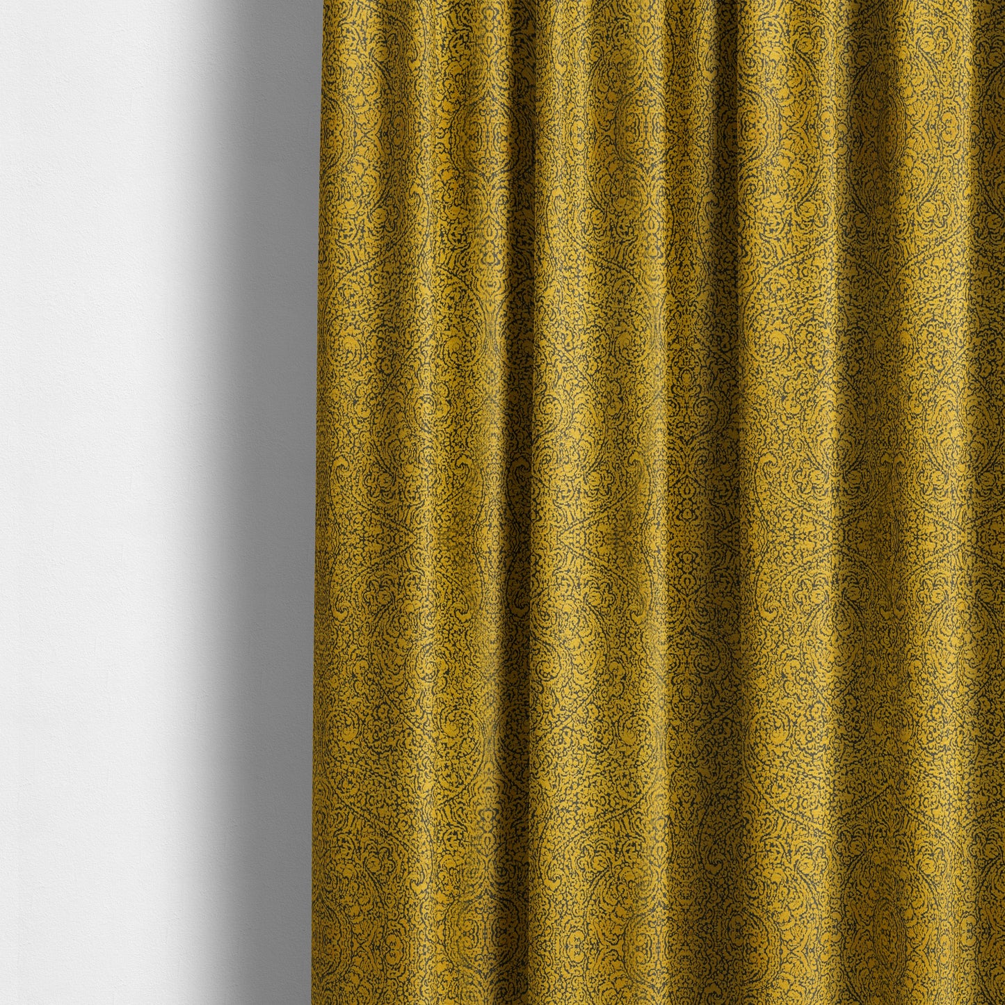 Momentum Damask Pattern Quality Soft Chenille Upholstery Fabric In Yellow Colour MSS-39 - Made To Measure Curtains