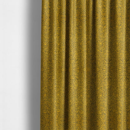 Momentum Damask Pattern Quality Soft Chenille Upholstery Fabric In Yellow Colour MSS-39 - Made To Measure Curtains