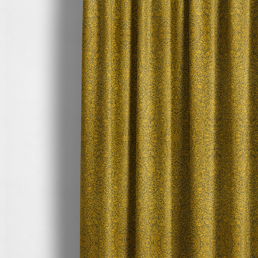 Momentum Damask Pattern Quality Soft Chenille Upholstery Fabric In Yellow Colour MSS-39 - Made To Measure Curtains