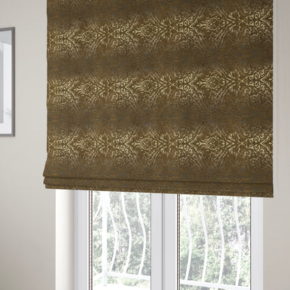 Impasto Floral Pattern Heavyweight Soft Chenille Upholstery Fabric In Brown Colour MSS-47 - Roman Blinds