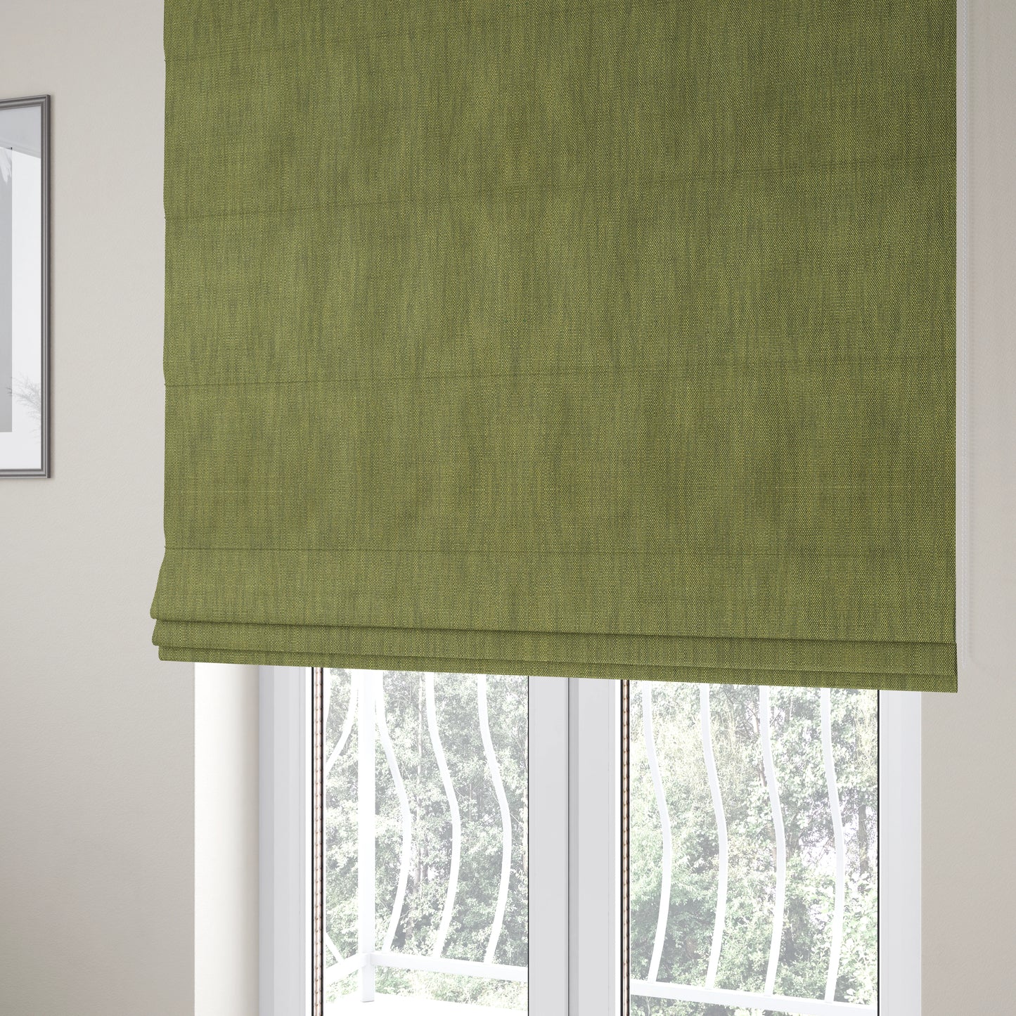 Madagascar Linen Weave Furnishing Fabric In Green Colour - Roman Blinds