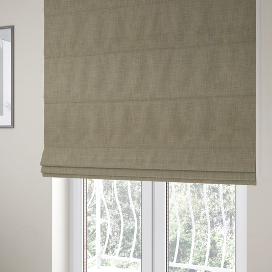 Madagascar Linen Weave Furnishing Fabric In Beige Brown Colour - Roman Blinds