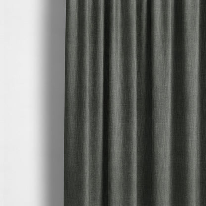 Madagascar Linen Weave Furnishing Fabric In Grey Black Colour - Made To Measure Curtains