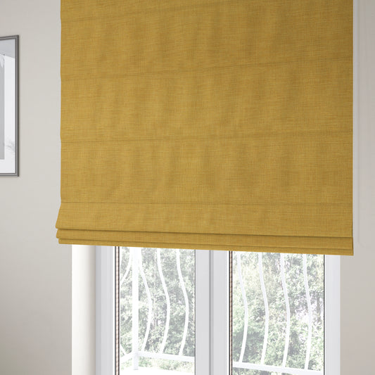 Madagascar Linen Weave Furnishing Fabric In Sunshine Yellow Colour - Roman Blinds