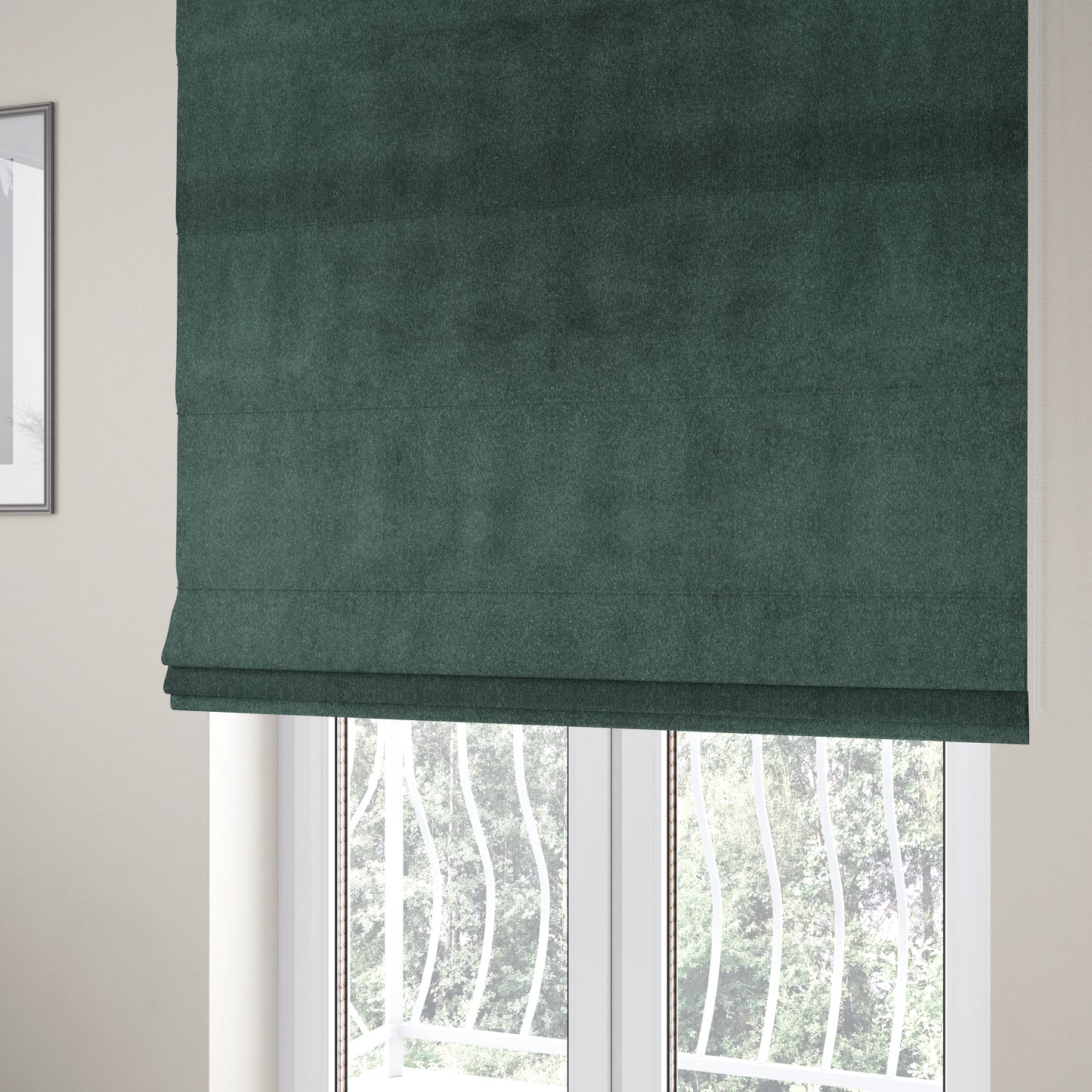 Marola Linen Velvet Soft Textured Speckled Fabric In Dark Teal Colour - Roman Blinds