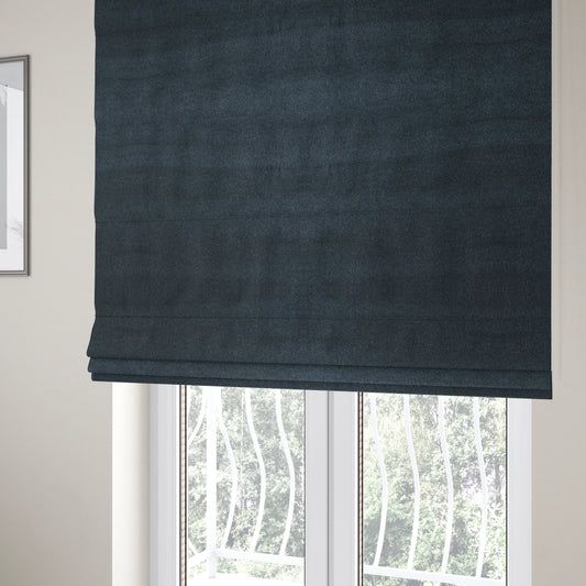 Marola Linen Velvet Soft Textured Speckled Fabric In Navy Blue Colour - Roman Blinds