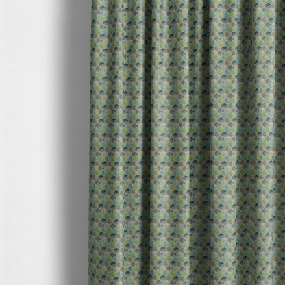 Marseille Art Deco Geometric Pattern Green Teal Blue Tones Coloured Upholstery Fabrics - Made To Measure Curtains