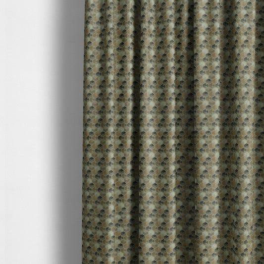 Marseille Art Deco Geometric Pattern Brown Black Grey White Tones Coloured Upholstery Fabrics - Made To Measure Curtains