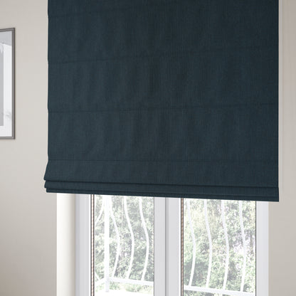 Mary Basket Weave Soft Chenille In Navy Blue Colour Upholstery Fabric - Roman Blinds