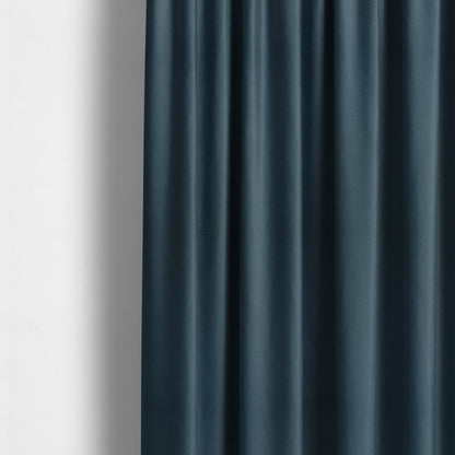 Mehari Linen Effect Flat Weave Semi Plain Upholstery Fabric In Navy Denim Blue Colour - Made To Measure Curtains