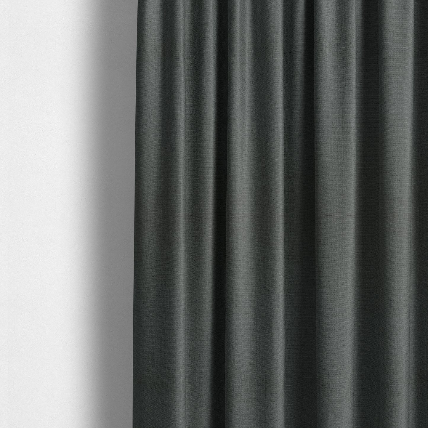 Mehari Linen Effect Flat Weave Semi Plain Upholstery Fabric In Black Grey Colour - Made To Measure Curtains