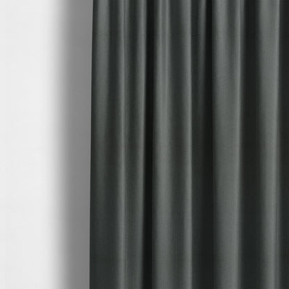 Mehari Linen Effect Flat Weave Semi Plain Upholstery Fabric In Black Grey Colour - Made To Measure Curtains