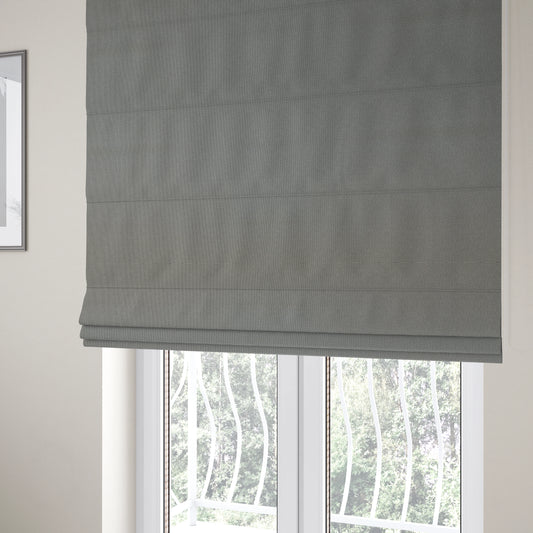 Mehari Linen Effect Flat Weave Semi Plain Upholstery Fabric In Silver Grey Colour - Roman Blinds