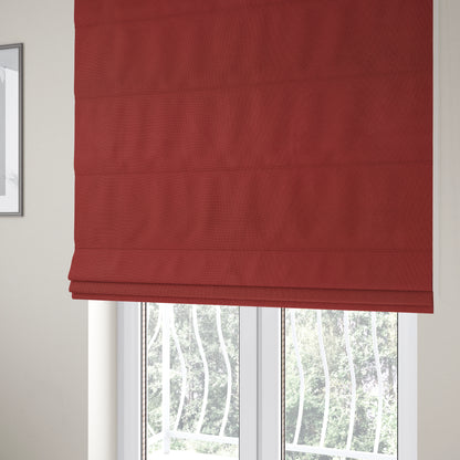 Mehari Linen Effect Flat Weave Semi Plain Upholstery Fabric In Red Burgundy Colour - Roman Blinds