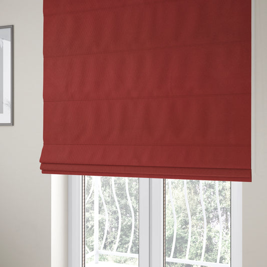 Mehari Linen Effect Flat Weave Semi Plain Upholstery Fabric In Red Burgundy Colour - Roman Blinds