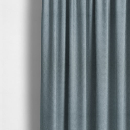 Mehari Linen Effect Flat Weave Semi Plain Upholstery Fabric In Blue Colour - Made To Measure Curtains