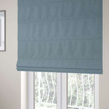 Mehari Linen Effect Flat Weave Semi Plain Upholstery Fabric In Blue Colour - Roman Blinds