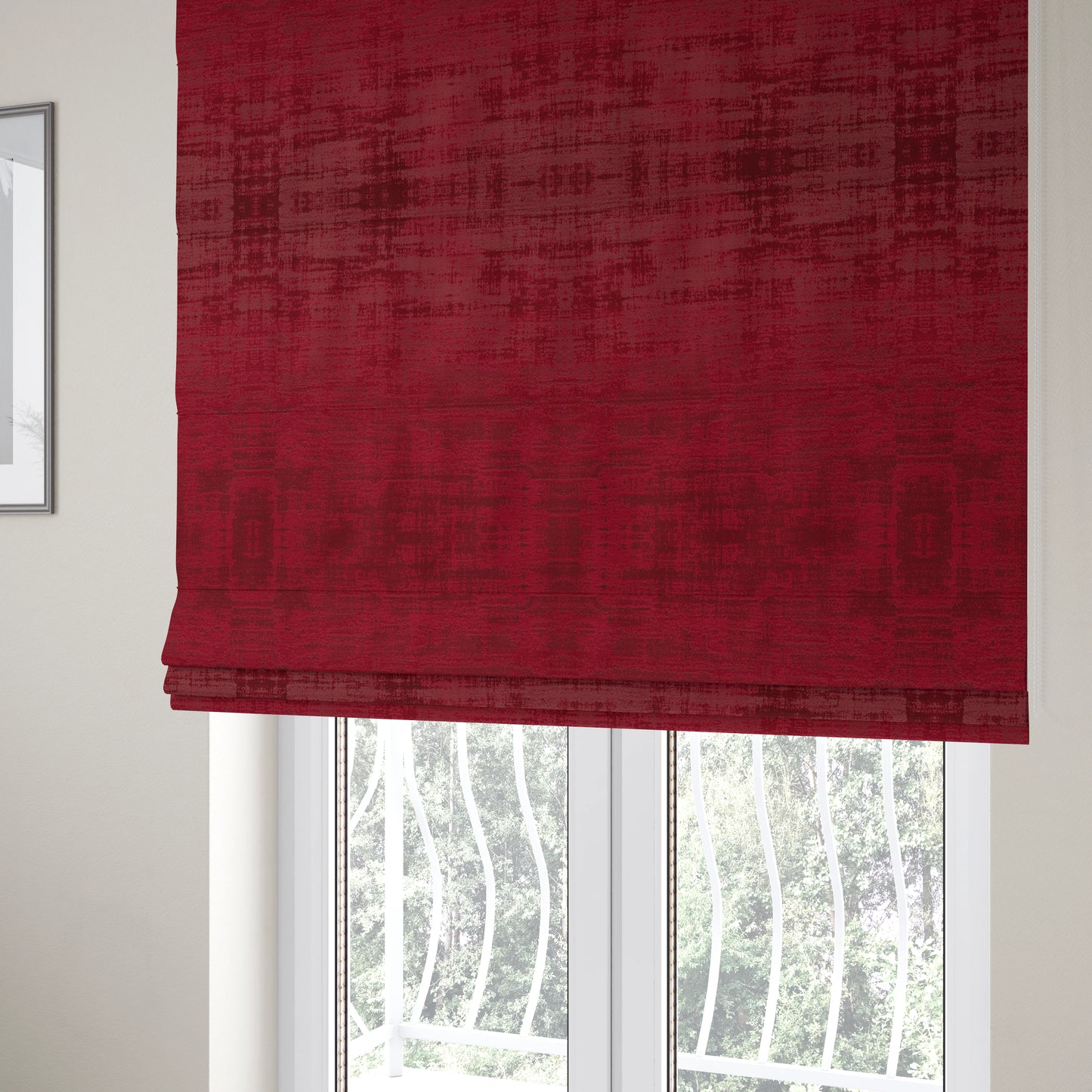 Milan Semi Plain Abstract Soft Velvet Upholstery Furnishing Fabric In Raspberry - Roman Blinds