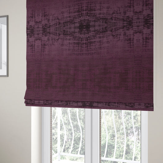 Milan Semi Plain Abstract Soft Velvet Upholstery Furnishing Fabric In Purple - Roman Blinds