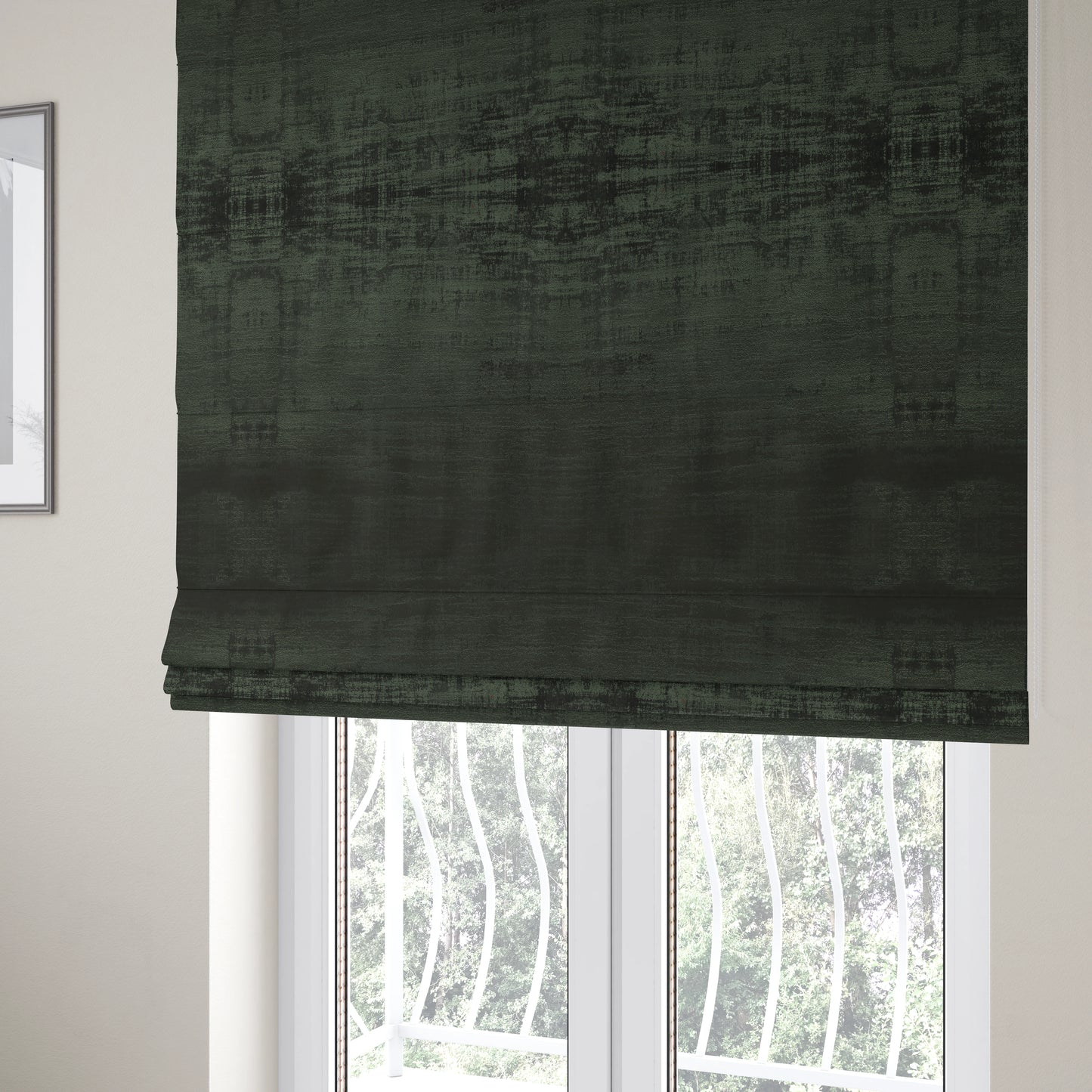 Milan Semi Plain Abstract Soft Velvet Upholstery Furnishing Fabric In Black - Roman Blinds