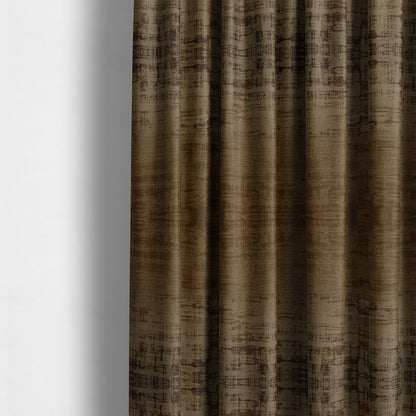 Milan Semi Plain Abstract Soft Velvet Upholstery Furnishing Fabric In Brown - Made To Measure Curtains