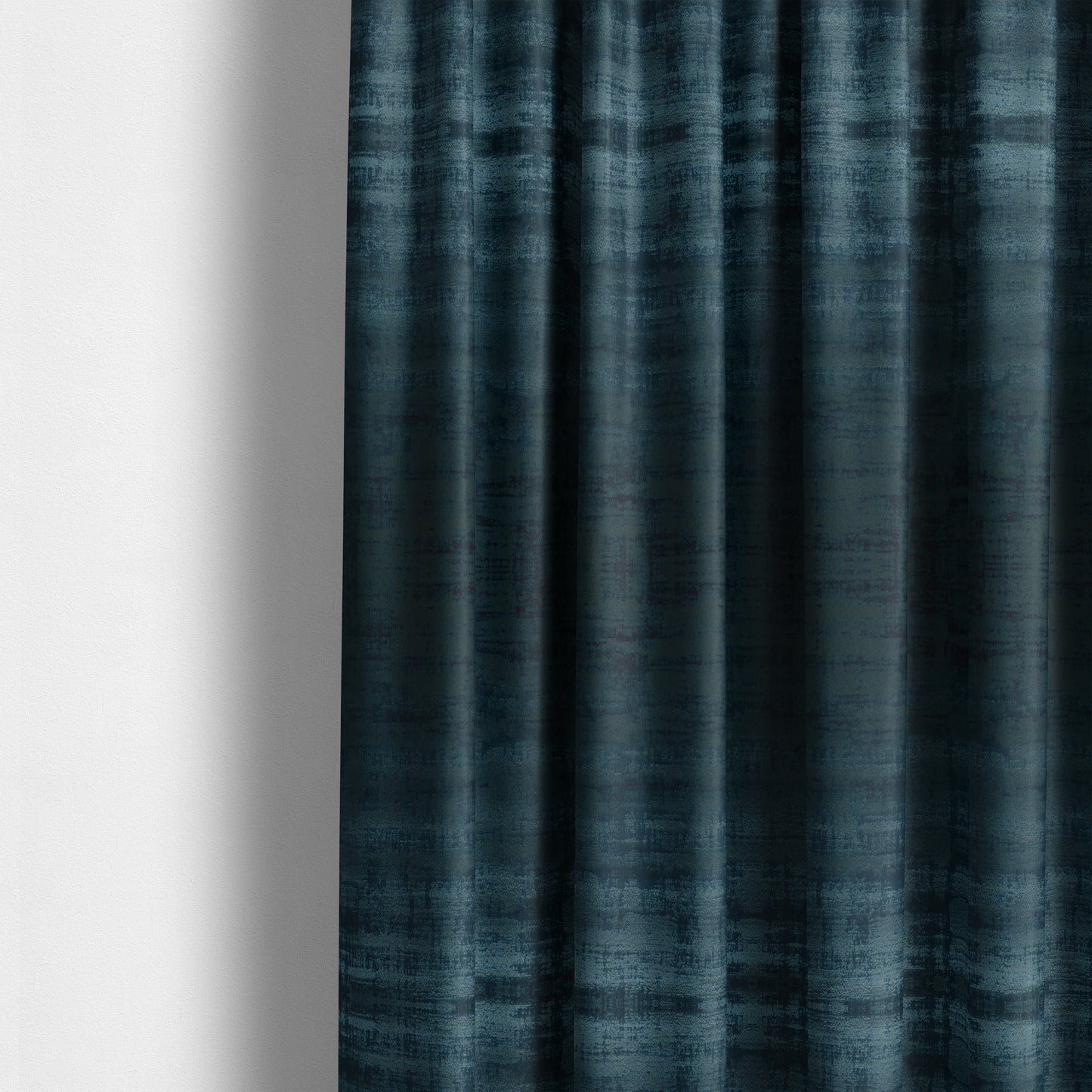 Milan Semi Plain Abstract Soft Velvet Upholstery Furnishing Fabric In Navy Blue - Made To Measure Curtains