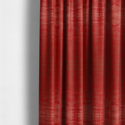 Milan Semi Plain Abstract Soft Velvet Upholstery Furnishing Fabric In Red - Made To Measure Curtains