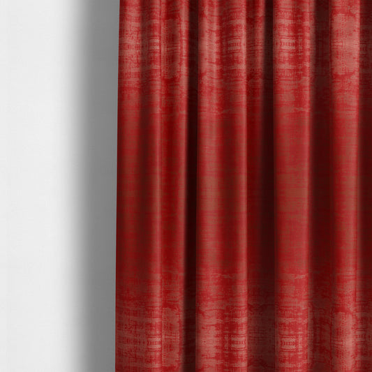 Milan Semi Plain Abstract Soft Velvet Upholstery Furnishing Fabric In Red - Made To Measure Curtains