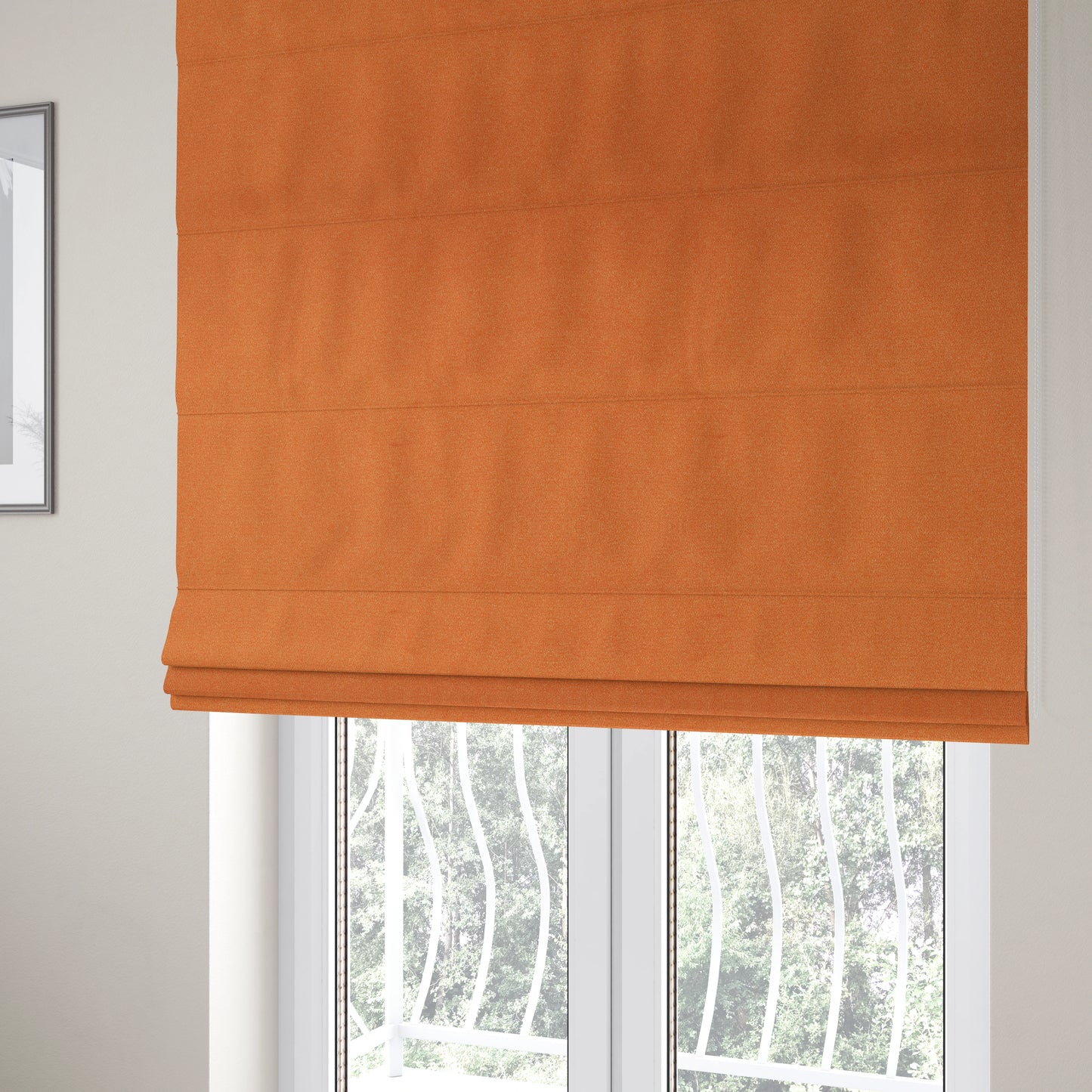 Modena Soft Velvet Material Furnishing Fabric Orange Colour - Roman Blinds