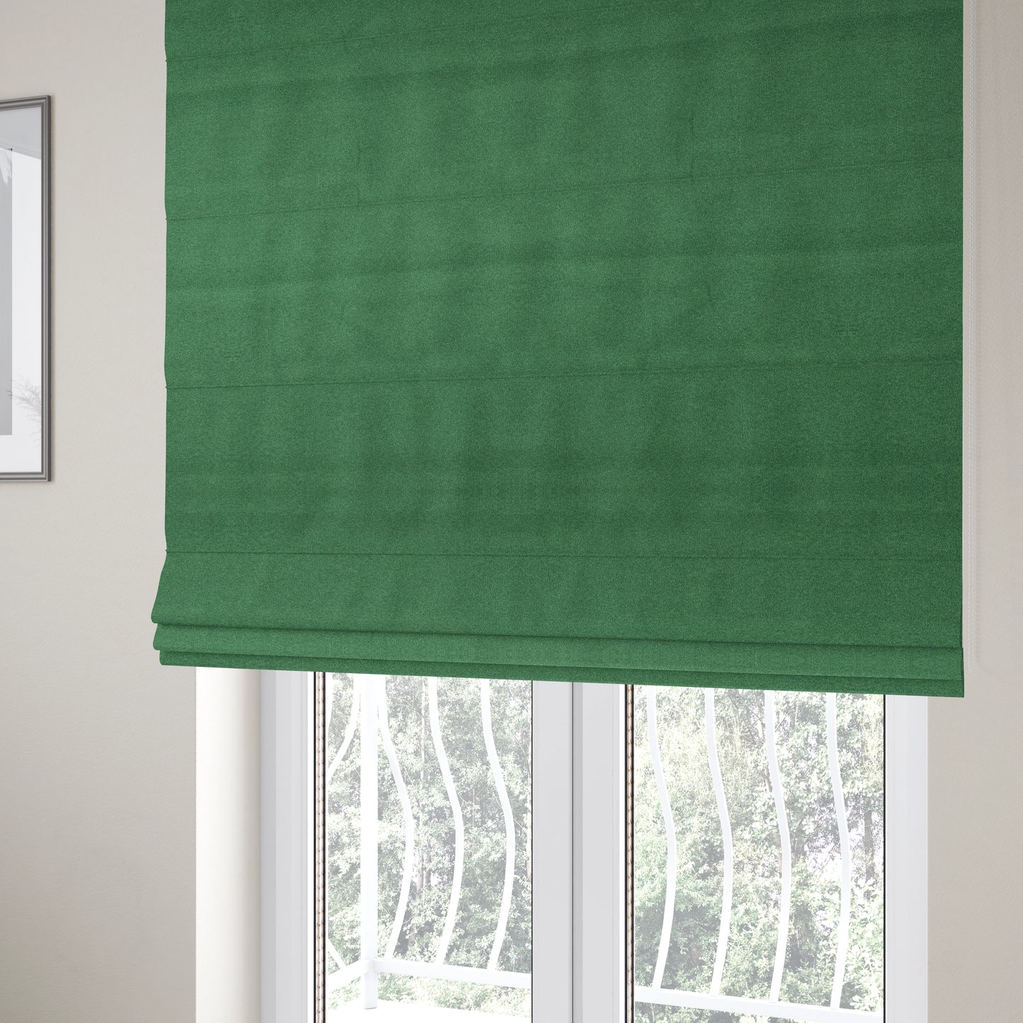 Modena Soft Velvet Material Furnishing Fabric Apple Green Colour - Roman Blinds