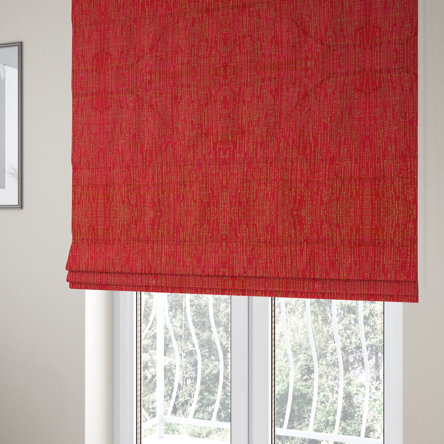 Monarch Beautifully Woven Soft Textured Semi Plain Chenille Material Red Burgundy Upholstery Fabrics - Roman Blinds