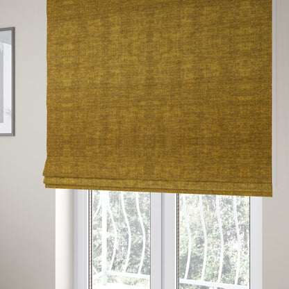 Muse Aged Finish Effect Soft Velvet Upholstery Furnishing Fabric Yellow Colour - Roman Blinds