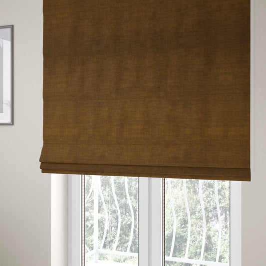 Muse Aged Finish Effect Soft Velvet Upholstery Furnishing Fabric Tan Brown Colour - Roman Blinds