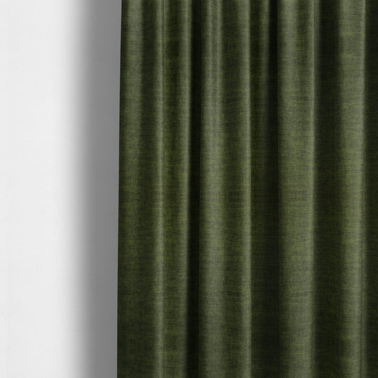 Muse Aged Finish Effect Soft Velvet Upholstery Furnishing Fabric Green Colour - Made To Measure Curtains