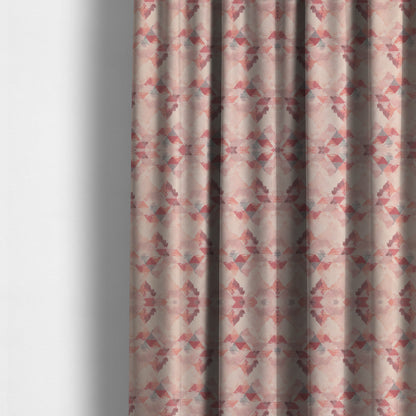 Mystic Artistic Geometric Pattern Printed Soft Chenille Interior Fabric In Pink Blossom Colour - Made To Measure Curtains