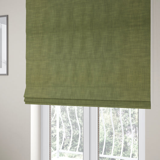 Natural Flat Weave Plain Upholstery Fabric In Green Colour - Roman Blinds