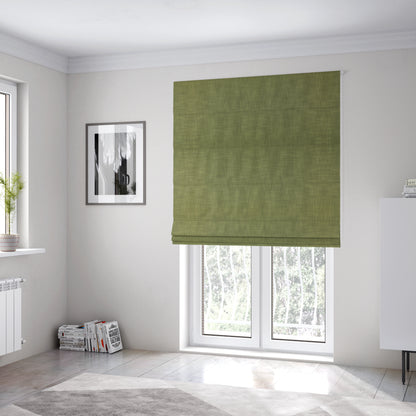 Natural Flat Weave Plain Upholstery Fabric In Green Colour - Roman Blinds