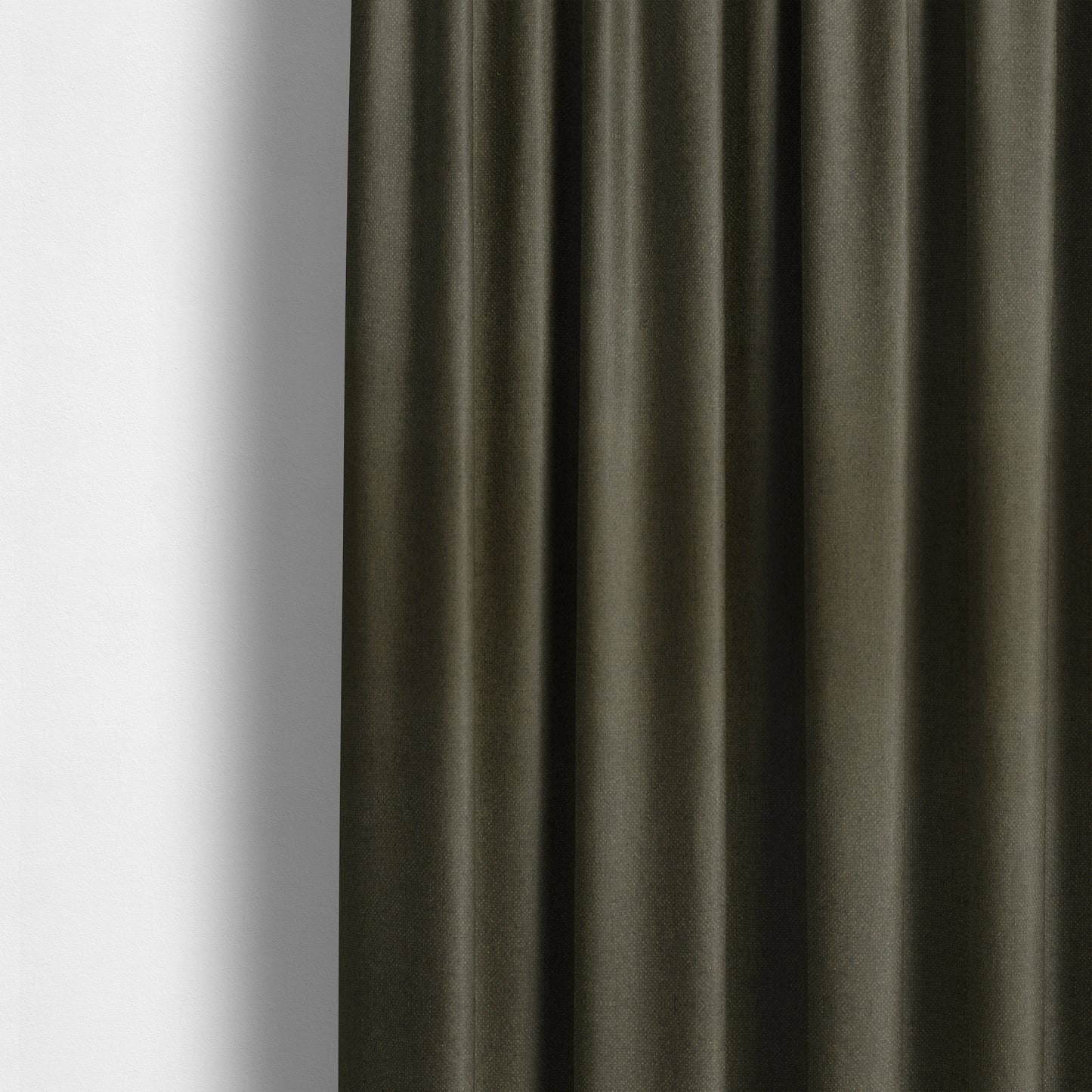 Nepal Basketweave Soft Velour Textured Upholstery Furnishing Fabric Brown Colour - Made To Measure Curtains