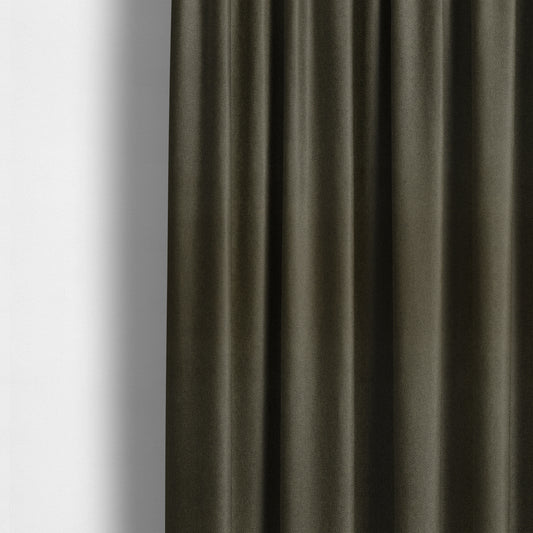 Nepal Basketweave Soft Velour Textured Upholstery Furnishing Fabric Brown Colour - Made To Measure Curtains