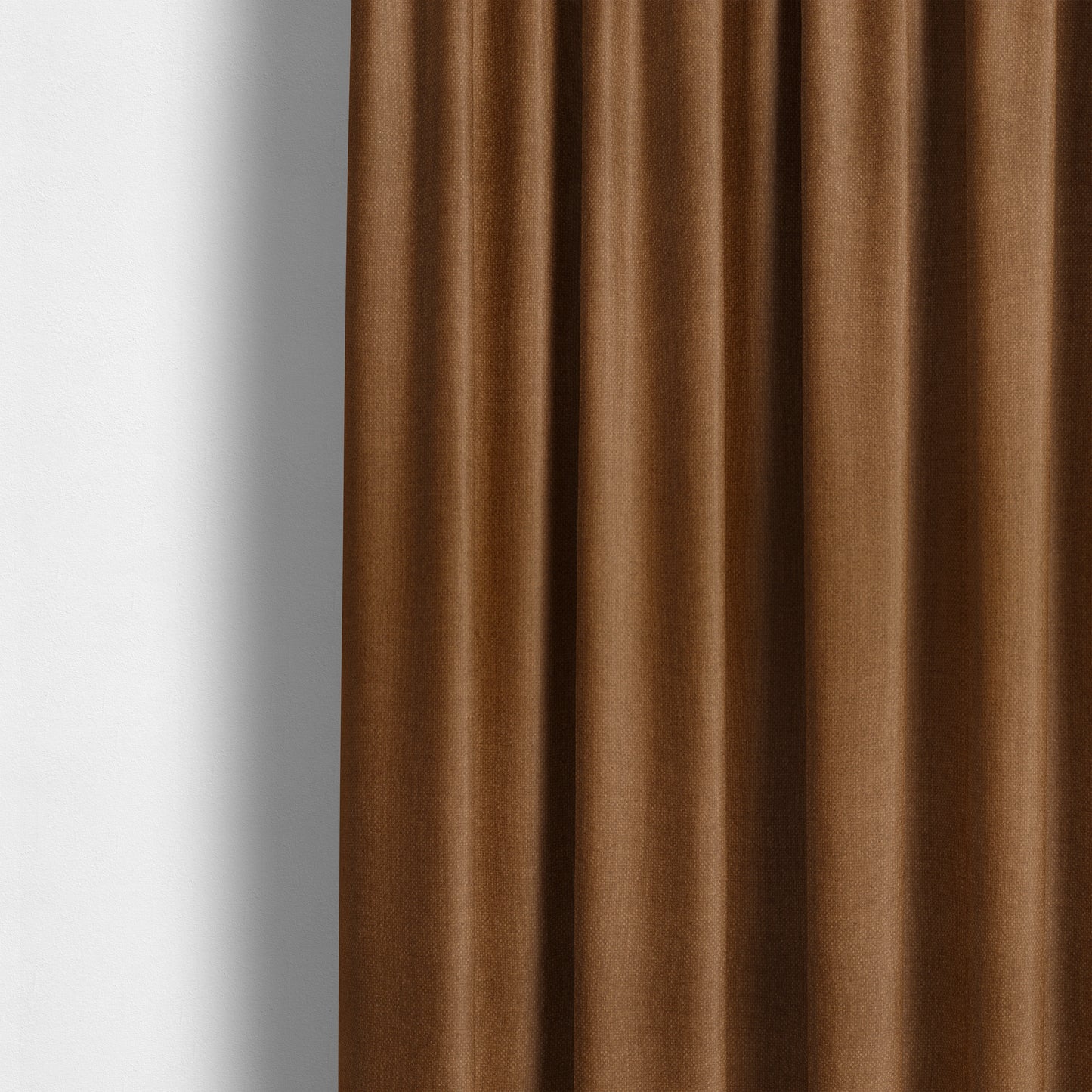 Nepal Basketweave Soft Velour Textured Upholstery Furnishing Fabric Tan Brown Orange Colour - Made To Measure Curtains